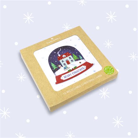 Small Eco Box Cards Christmas Snowglobe - Garlanna Greeting Cards