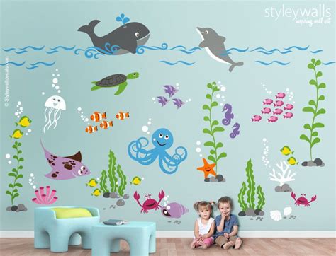 Underwater Wall Decal Ocean Wall Decal Aquarium Wall Decal Sea Life