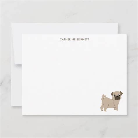 Cute Pug Puppy Personalized Thank You Note Card Zazzle