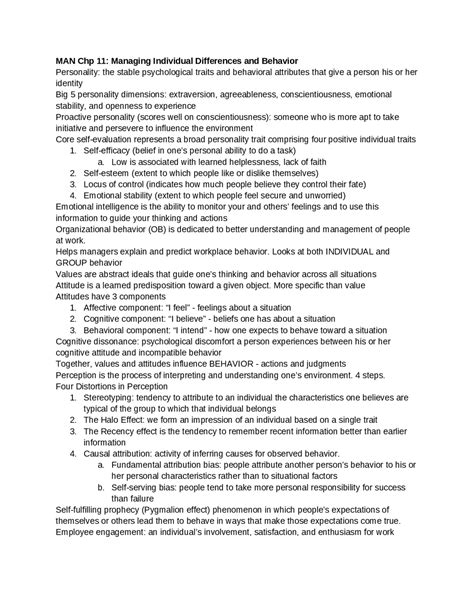 Managing Individual Difference And Behavior Principle Of Management