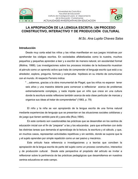 La Apropiacion Delalenguaescritaunprocesoconstructivointeractivoydeproduccioncultural