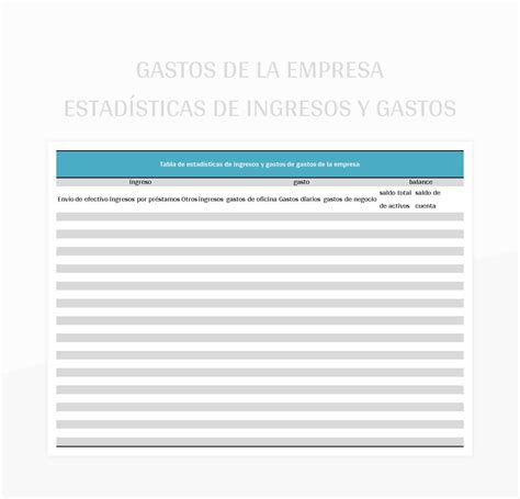 Plantilla De Excel Gastos De La Empresa Estadísticas De Ingresos Y