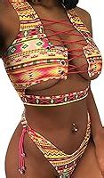 Plus Size Thong Bikini W Larger Tri Top Print Wet Look Foil At Amazon