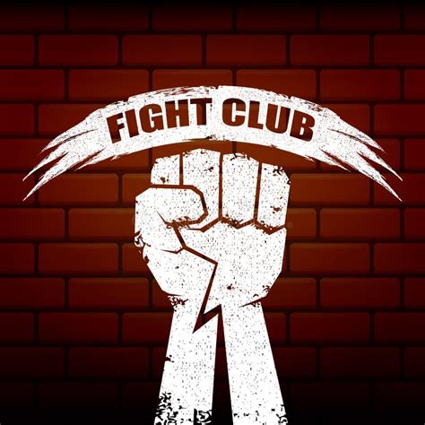 Fight Club Vector Logo Or Label With Grunge Black Man Fist Isolated On