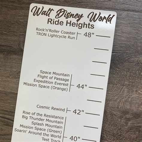 Disney World Ride Height Growth Chart Etsy