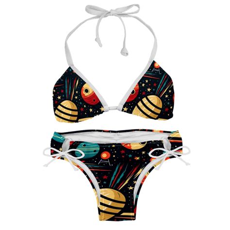 Bowling Swim Suit Women Bikini Set Detachable Sponge Adjustable Strap