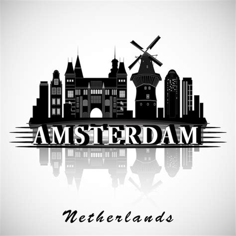 Ciudad Moderna De Amsterdam Skyline Design Pa Ses Bajos Vector Premium