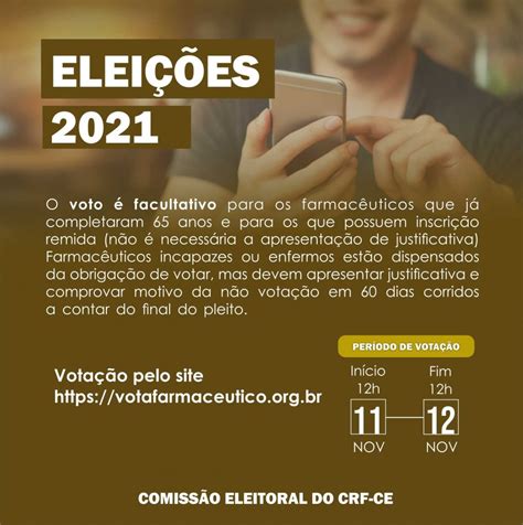 Eleições 2021 Voto facultativo informações importantes CRF CE