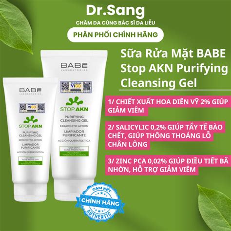 Sữa Rửa Mặt BABE cho da dầu mụn BABÉ Stop Akn Purifying Cleansing gel