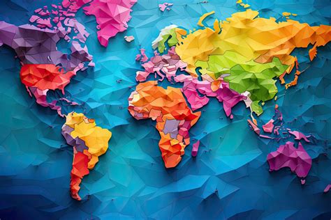 Polygonal world map. Multicolor abstract background. Vector ...