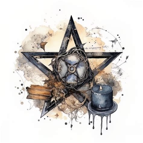 Premium AI Image | watercolor jewish symbols