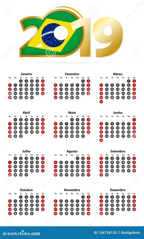 Calend Rio Portugu S N Meros Nos C Rculos Come Os Da Semana