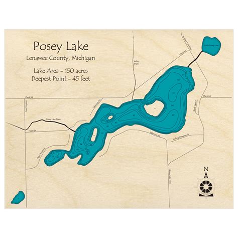 Posey Lake 3d Custom Wood Map Lake Art Llc