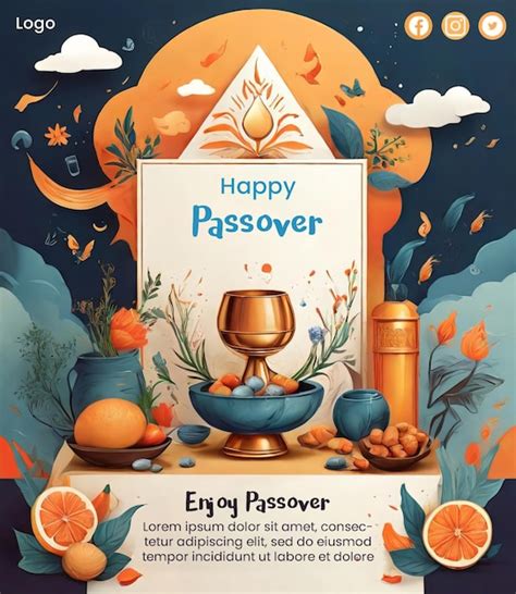 Premium Psd Flat Poster Template For Jewish Passover Celebration