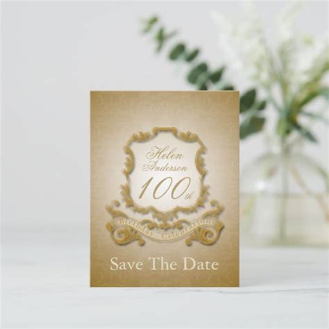 Save The Date 100th Birthday Personalized Postcard Zazzle