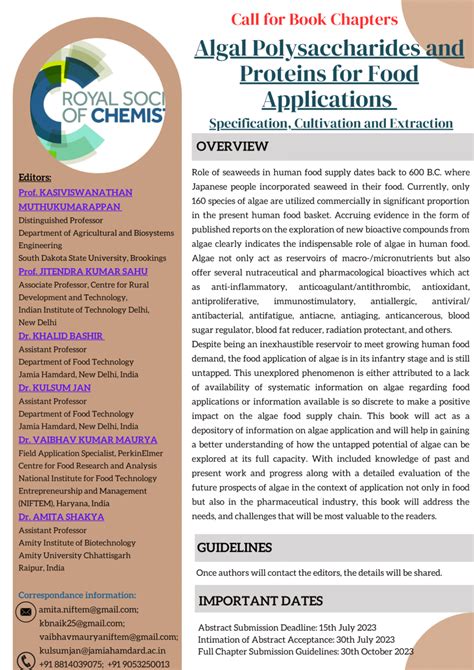 PDF Call For Book Chapters Algal Polysaccharides And Proteins For