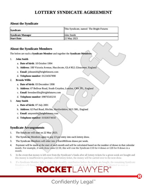 Lottery Syndicate Form Template And Faqs Rocket Lawyer Uk