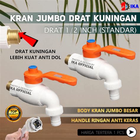 Jual Kran Air Tembok Jumbo Drat Kuningan Soligen Asli Kuat Bagus Awet