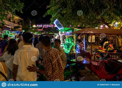 Night Life Street Lights Bars And Entertainment In Pub Street In