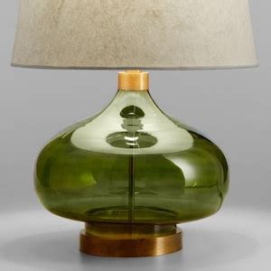 Green Glass Teardrop Table Lamp Etsy Canada