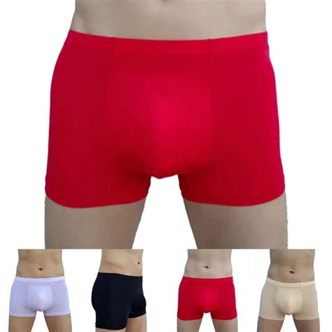 Sous V Tements Tendance Pour Hommes En Soie Glac E Sans Couture Boxer