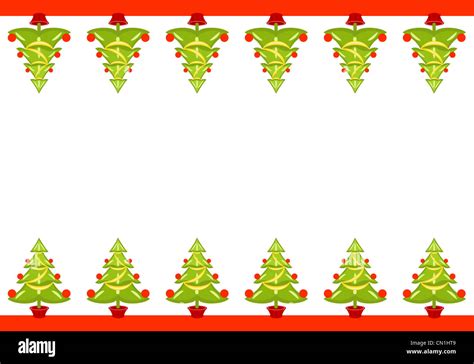 Christmas seamless border with decorated trees over white background ...