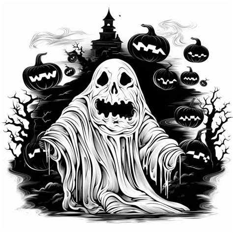 Cartoon Halloween Ghost Drawings Stock Illustration - Illustration of ghost, depression: 296479181