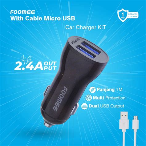 Jual Foomee Bh M Car Charger Fast Charging A Smart Chip Kabel