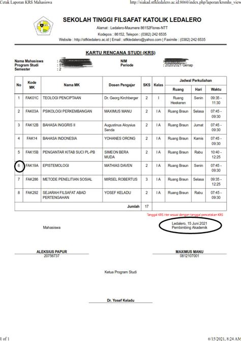 Pembuatan Kartu Rencana Studi Krs Online Semester Ganjil