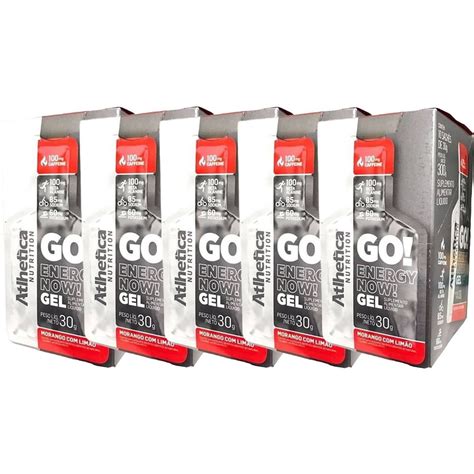 Kit 5X Go Energy Now Gel 10 Sachês de 30g Morango Limão