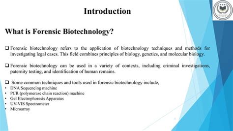 Biotechnology Tools in Forensic Science | PPT | Free Download