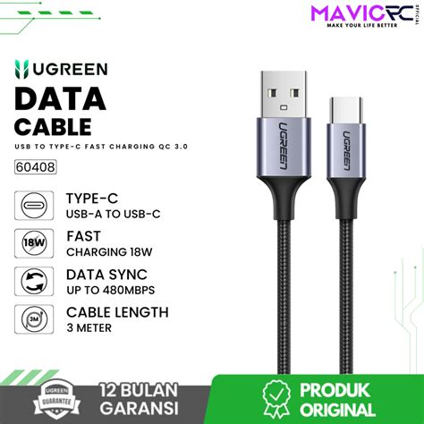 Jual Ugreen Us288 Kabel Usb A To Usb C Type C Fast Charging Cable 3a Nylon Braided Quick