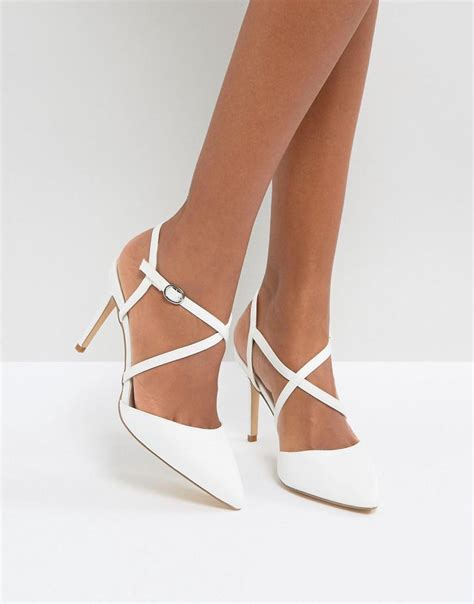 Lyst New Look Cross Front Pointed Heeled Shoes In White