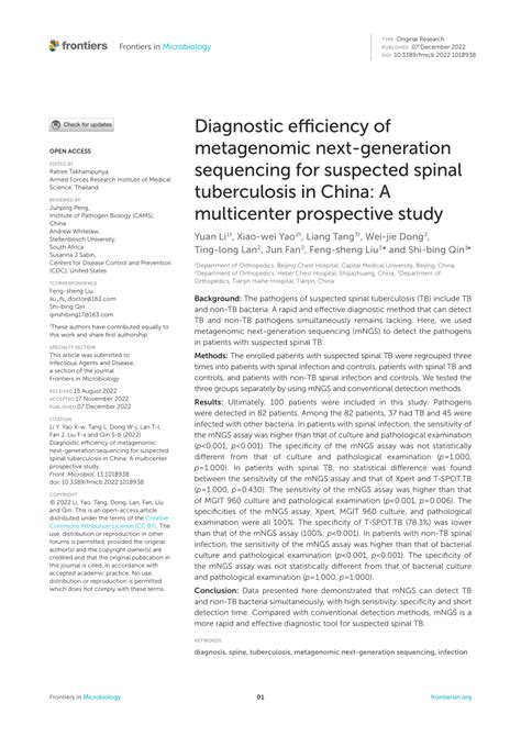 Pdf Diagnostic Efficiency Of Metagenomic Next Generation Sequencing