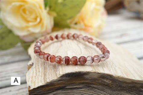 Red Hematoid Quartz Round Bracelet BR0015 Luxury Etsy UK