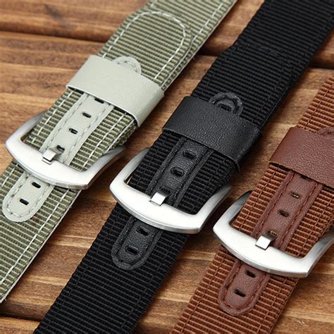 Casual Nylon And Leather Mix Watch Band Watchband Strap Mm Mm Mm