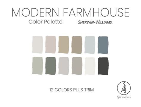 Modern Farmhouse Color Palette Sherwin Williams Interior Etsy