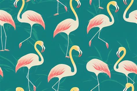 Premium Photo Tropical Background With Pink Flamingos Seamless