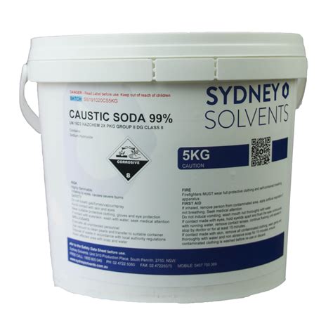 Caustic Soda Pearl Sodium Hydroxide Lye 5kg Sydney Solvents