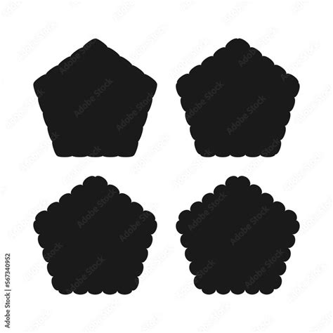 Scallop Edge Pentagon Shapes Icon Set Stock Vector Adobe Stock