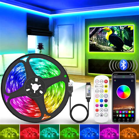 Usb conduziu a luz de tira bluetooth rgb dc 5v rgb luzes flexível usb