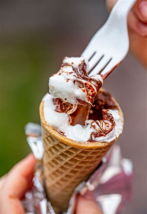 Smores Cones Campfire Desserts Smore Recipes Recipes With Marshmallows