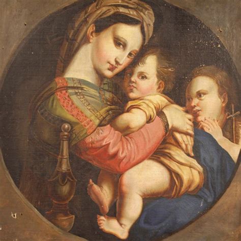 Antique Italian religious painting from 19th century