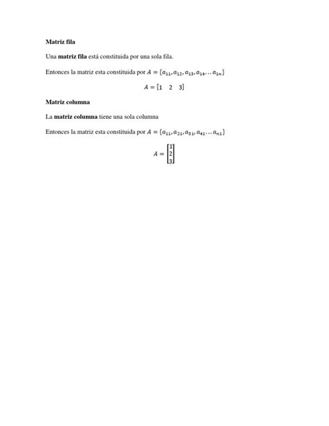 matriz fila  matriz columna