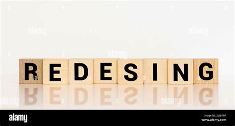 REDESIGN Word Made With Building Blocks Concept Stock Photo Alamy