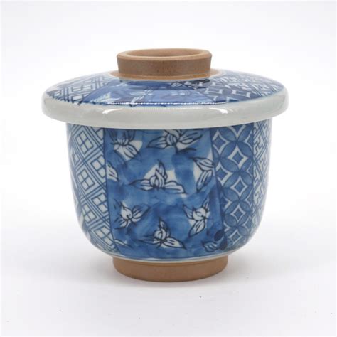 Taza de té japonesa con tapa SHÔZUI HANA patrones azules