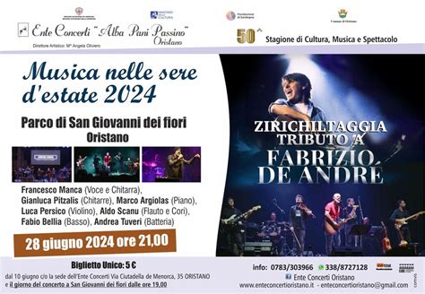 Zirichiltaggia Tributo A De Andr Venerd Giugno Ore Parco