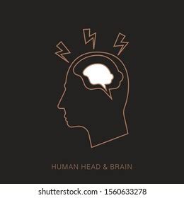 Silhouette Head Brain Vector Flat Illustration Stock Vector Royalty