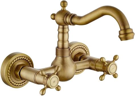 Sefax Bathroom Faucet Antique Brass Two Handle 3 Holescross Handle Basin Mixer Tap Sink