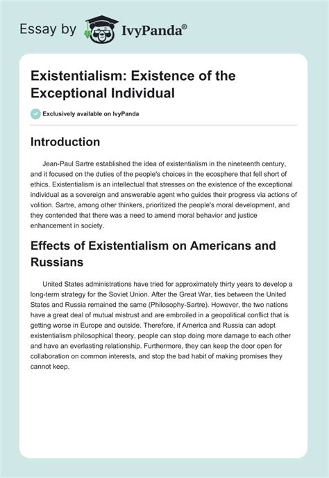 Existentialism Existence Of The Exceptional Individual Words